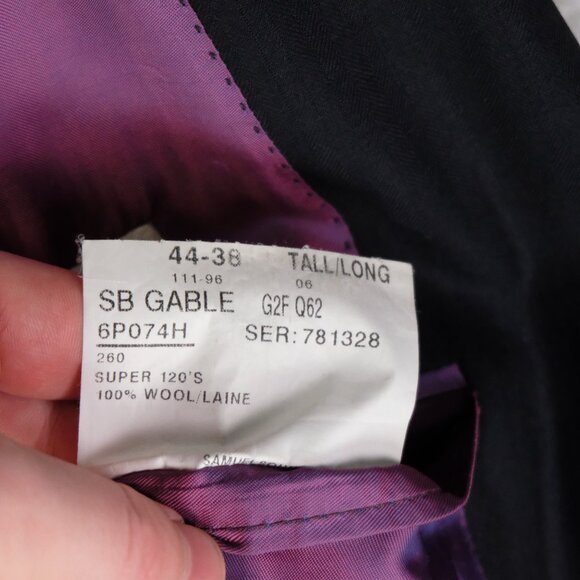 Samuelsohn Blazer Mens 42R Black Striped Two Button Double Vented Super 120s - Picture 15 of 16